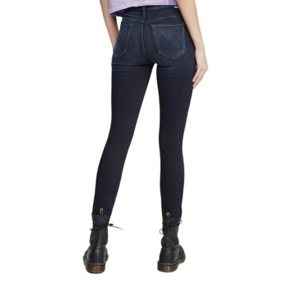 Mother High Waisted Looker Skinny Ankle Jeans Womens 26 Blue Raw Hem Denim - Picture 9 of 9